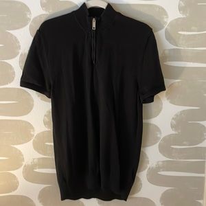 Short sleeve quarter zip mock top